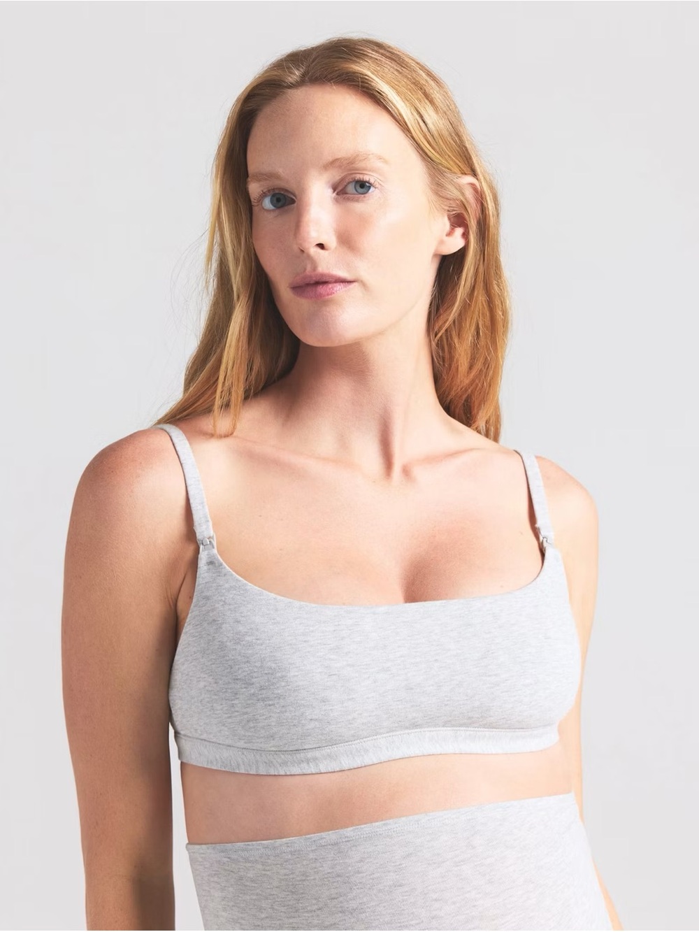 Skims Cotton Jersey Maternity Nursing Scoop Bralette Light Heather Grey Small